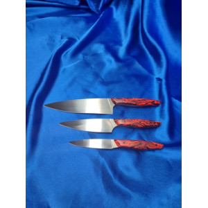 ЧЕРВОНИЙ КУХАР кухонні ножі ручної роботи майстра студії GARAGE ART, сталь N690™, 60 HRC. Photo 2